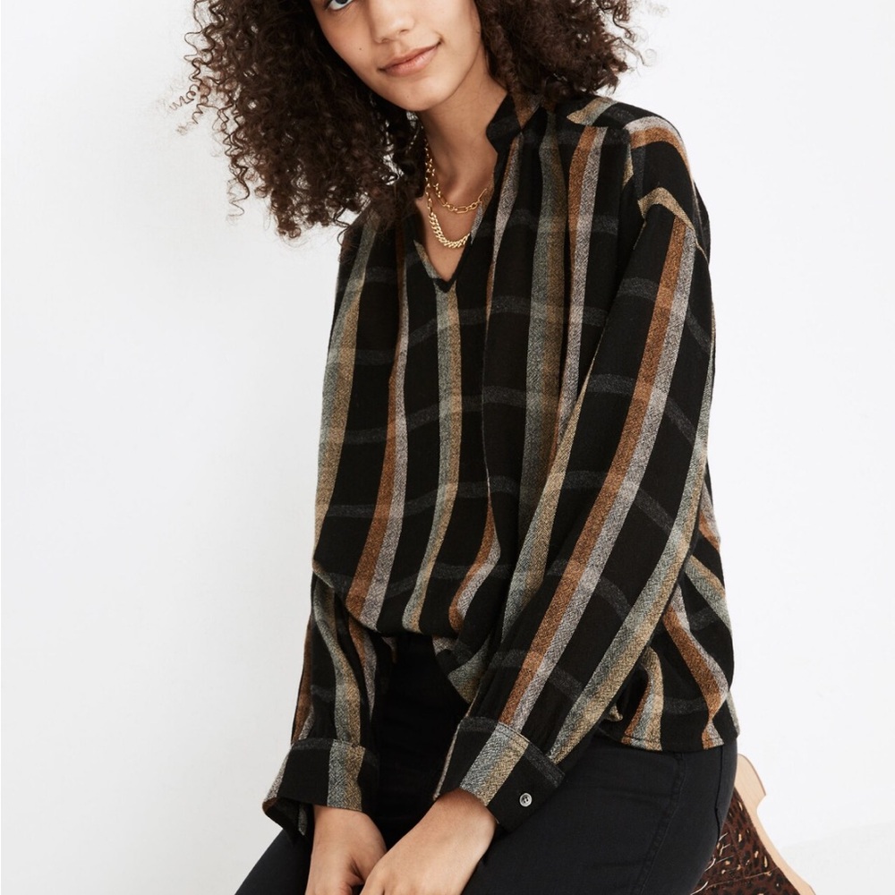 Madewell Oversized XL Highroad Popover Shirt in Lessing Plaid extra large - Picture 2 of 10